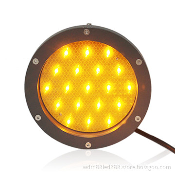 Foggy area yellow flashing solar traffic warning light